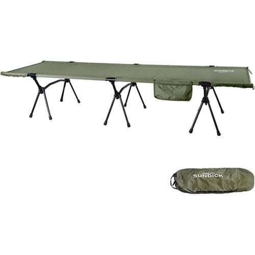 Klappbares Campingbett mit Beinverlaengerungen, tragbares Camping-Schlafbett, Outdoor-Bett fuer Camping, Wandern, Reisen, Rucksackreisen