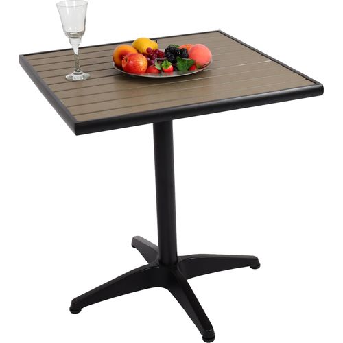 Gartentisch MCW-J95, Balkontisch Bistrotisch, Gastronomie Outdoor-Beschichtung Alu Holzoptik schwarz, grau