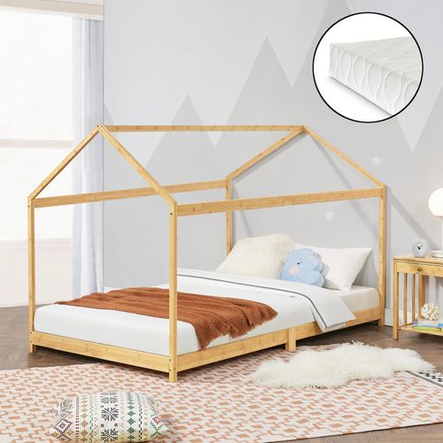 Kinderbett 'Vindafjord' 90x200cm Bambus mit Matratze