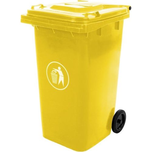 Gelbe Mülltonne aus Kunststoff auf Rädern 240 l