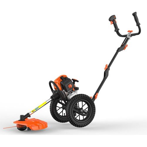 FUXTEC Benzin Motorsense mit Rädern | 2-Takt Freischneider | Fadenmäher auf Rädern | Rasentrimmer 3,5PS | 62ccm | 13,6kg | 320 mm | FX-FSR162