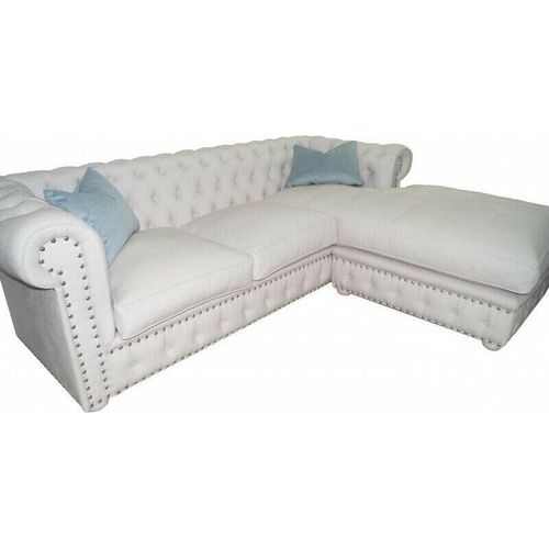 Sofa Samt Ecksofa Chesterfield Textil Stoff Eckcouch Polster Couch Eckgarnitur