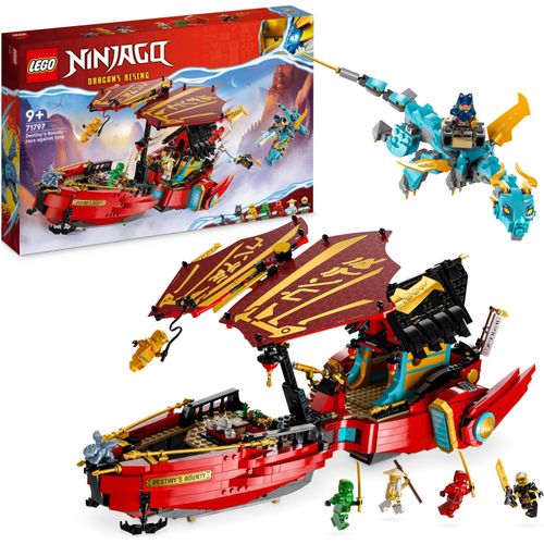 LEGO 71797 NINJAGO Ninja-Flugsegler im Wettlauf mit der Zeit, Ninja Luftschiff Spielzeug-Set mit 2 Drachenfiguren und 6 Minifiguren, 2023 Fahrzeug-Set, Geburtstagsgeschenk-Idee für Kinder