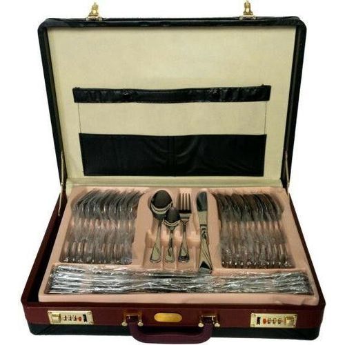 Besteckset Essbesteck für 12 Personen im Koffer Besteckgarnitur Silber 72-Tlg. 2834