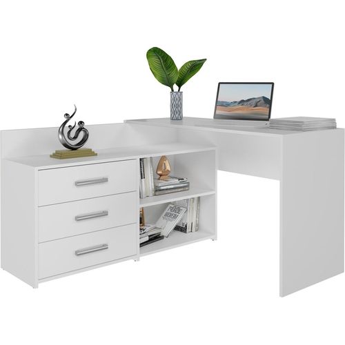 Schreibtisch mit Kommode MIKOL – Weiß