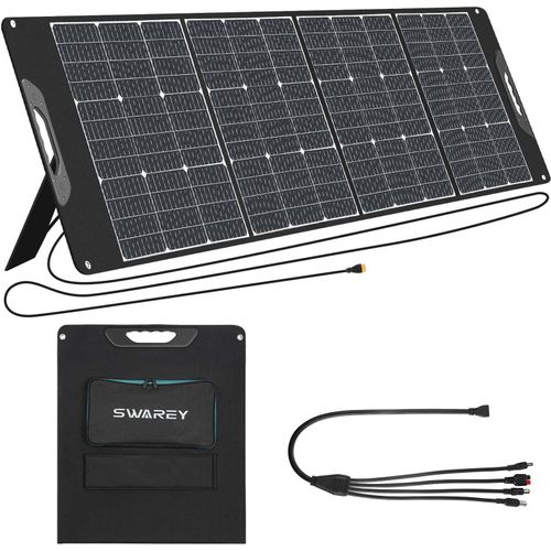 SWAREY Faltbares Solarpanel HYD-T200 - 200W Solar Mobile Solaranlagen für Tragbare Stromerzeuger, Tragbares Solarpanel mit Verstellbaren Ständern für Faltbares Solarladegerät für Wohnmobil, Camping Monokristalline Solarzellen