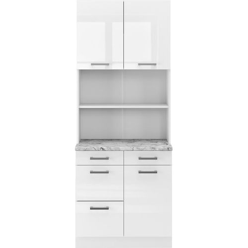 Vicco Buffetschrank R-Line, 80 cm , AP Marmor, Weiß Hochglanz/Weiß