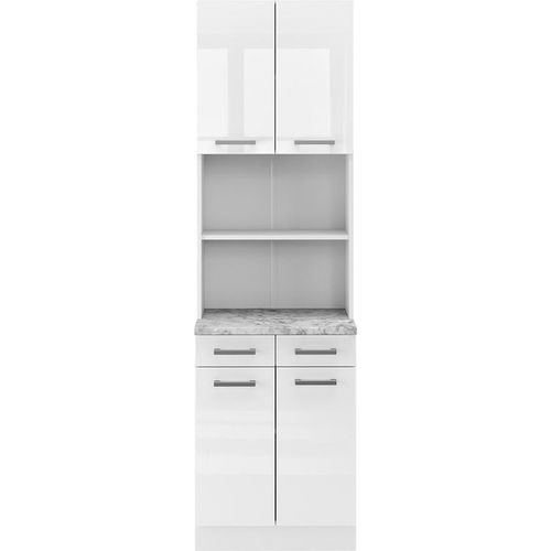 Vicco Buffetschrank R-Line, 60 cm , AP Marmor, Weiß Hochglanz/Weiß