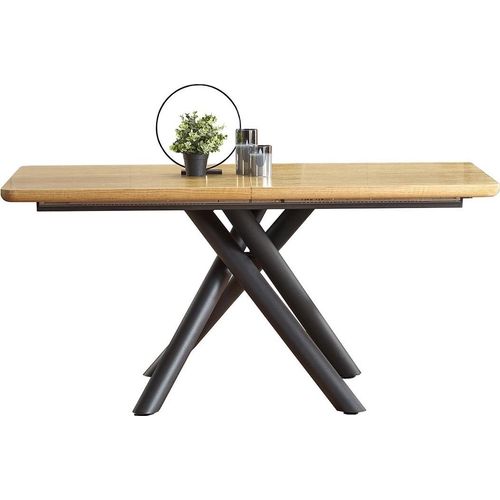 Halmar Zusammenklappbar Esstisch Bohrturm - natürliche Eiche / Schwarz