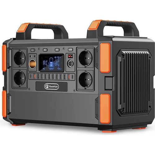 Flashfish F132 Tragbares Kraftwerk, 327600 mAh/1048 Wh, Solargenerator, 1000 W Leistung mit DC/AC/Typ-C/USB-Buchsen, CPAP-Akku-Kraftwerk mit 3 Lademodi fuer Zuhause, Outdoor, Camping, Notfall-Batterie-Backup