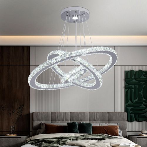 Fortuna Lai LED Deckenleuchte Kronleuchter Kristall Pendelleuchte Hängelampe Hängeleuchte,64W,Kaltweiß
