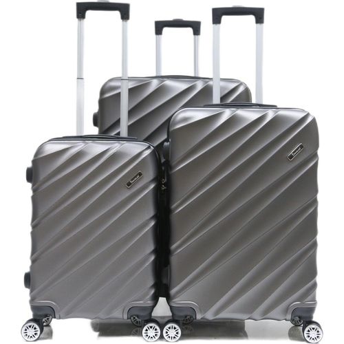 Reisekoffer Koffer 3 tlg Hartschale Trolley Set Kofferset Handgepäck Gepäck Reisetasche ABS-05 Grau