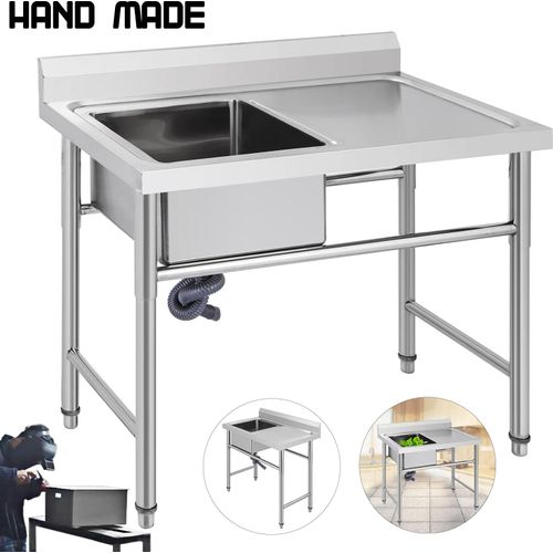 VEVOR Spülbecken 1 mm Edelstahl Spülbecken 100 x 61 x 95 cm Rostfreie Spülbeckeneinlage, Spülbecken Küche Edelstahl, Spülbecken Organizer, Spülbecken Ordnungshelfer Camping
