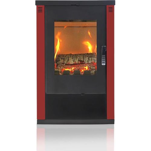 Kaminofen modern model Lheia Burgundy, Energieeffizienz A 80.20%, 7.5 kW, 570 x 382 x 926 mm