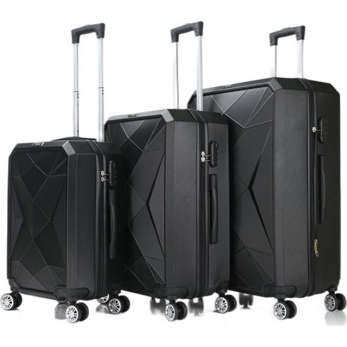Reisekoffer ABS-03 Koffer 3-teilig Hartschale Trolley Set Kofferset Handgepäck Gepäck Reisetasche Schwarz
