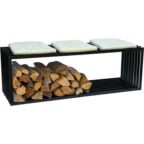 DanDiBo Kaminholzregal Innen Metall Schwarz Kaminholzständer 96430 150 cm Holzkorb Kaminholzhalter Brennholzregal