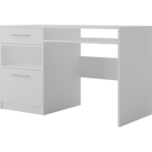 Schreibtisch mit 1 Tür und 1 Schublade in weiß (B:125cm x H: 82cm x T:58cm)