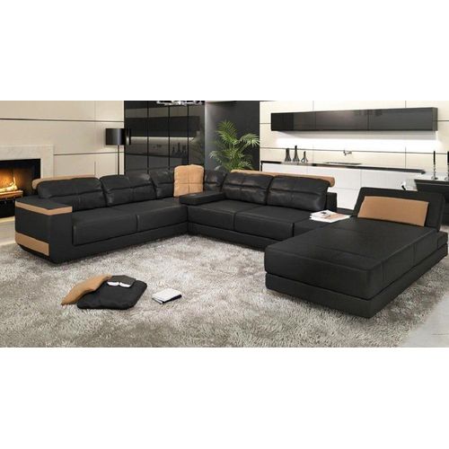 Wohnlandschaft Ecksofa Polster Couch Ledersofa JVmoebel
