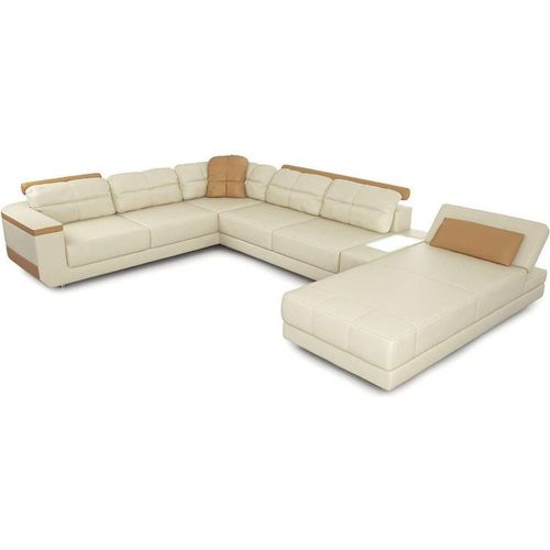 Wohnlandschaft Ecksofa Polster Couch Ledersofa JVmoebel