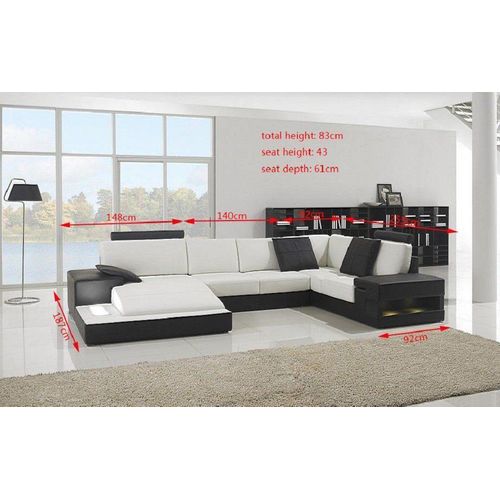 Wohnlandschaft Ecksofa Ledersofa Couch Marken JVmoebel
