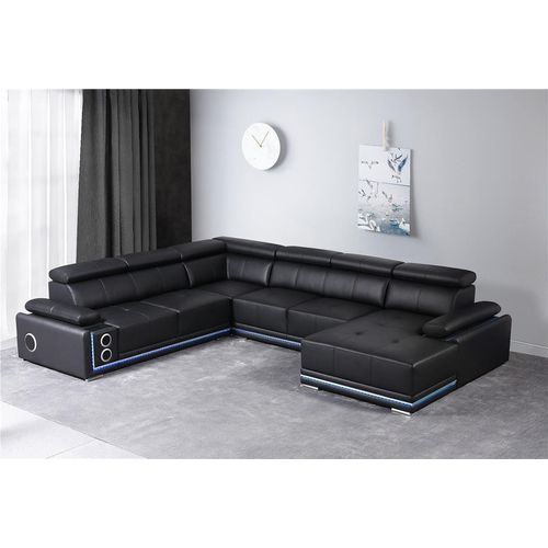 Moderne Ecksofa Wohnlandschaft Couch Eckgarnitur Led Linie Beleuchtet Garnitur