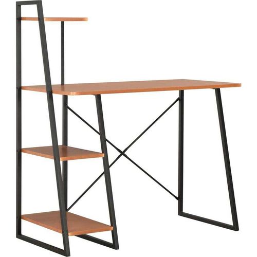vidaXL Schreibtisch mit Regaleinheit Schwarz und Eiche 102×50×117 cm - Schreibtisch - Schreibtische - Schreibtisch Mit Regalen - Schreibtische Mit Regalen