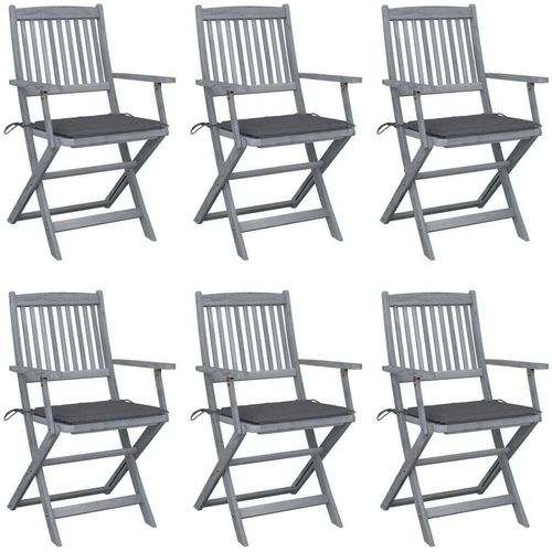Klappbare Gartenstühle 6 Stk. mit Sitzkissen Massivholz Akazie