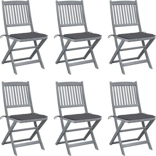 Klappbare Gartenstühle 6 Stk. mit Sitzkissen Massivholz Akazie