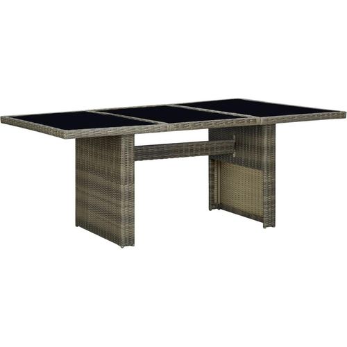 Gartentisch Braun Poly Rattan und Hartglas