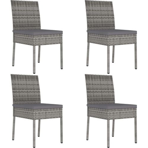Garten-Essstühle 4 Stk. Poly Rattan Grau