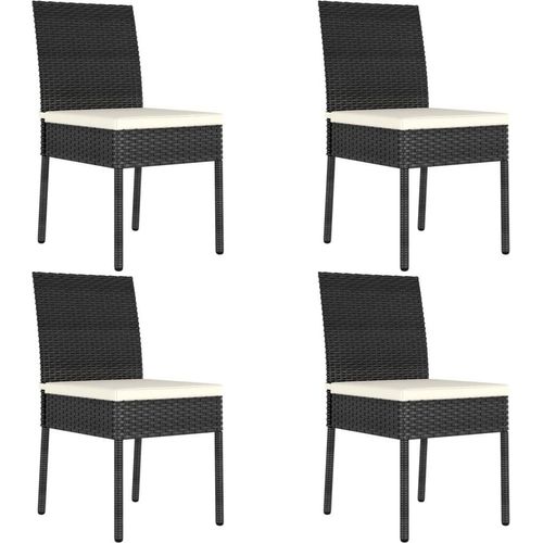 Garten-Essstühle 4 Stk. Poly Rattan Schwarz