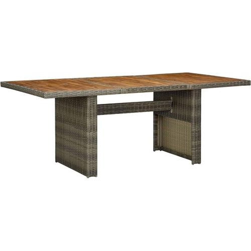 Gartentisch Braun Poly Rattan und Akazie Massivholz