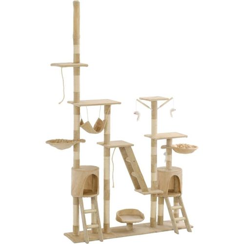 Katzen-Kratzbaum mit Sisal-Kratzsäulen 230 - 250 cm Beige