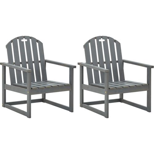 Garten-Armlehnstühle 2 Stk. Grau Massivholz Akazie