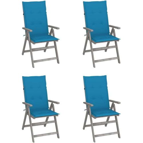 Hochlehner Verstellbar 4 Stk. mit Auflagen Massivholz Akazie