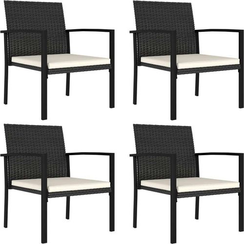 Garten-Essstühle 4 Stk. Poly Rattan Schwarz