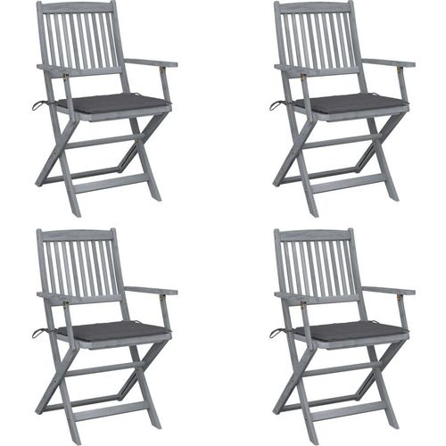 Klappbare Gartenstühle 4 Stk. mit Sitzkissen Massivholz Akazie
