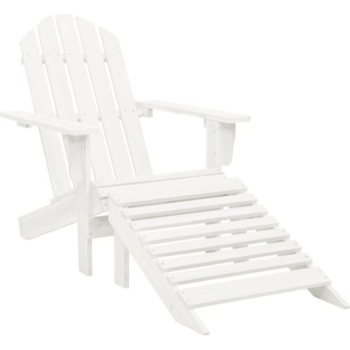 Gartensessel mit Fußstütze Holz Weiß