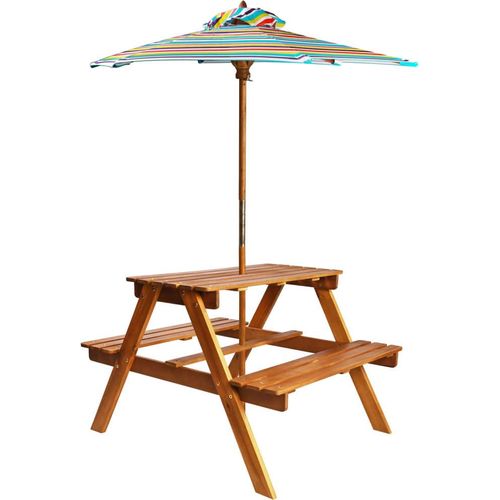 Kinder-Picknicktisch mit Sonnenschirm 79x90x60 cm Akazienholz