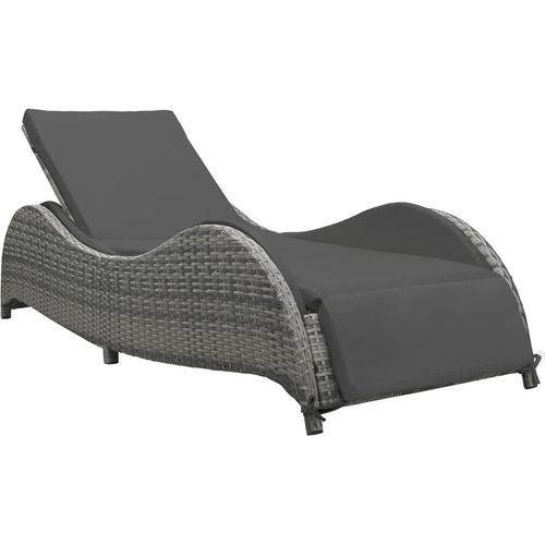 Sonnenliege mit Auflage Poly Rattan Anthrazit