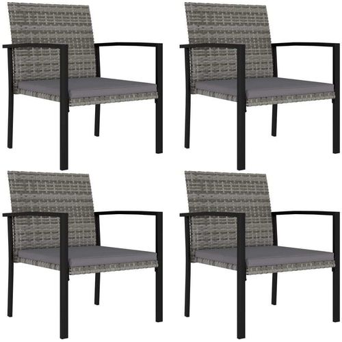 Garten-Essstühle 4 Stk. Poly Rattan Grau