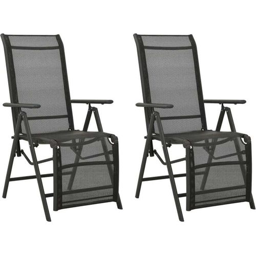 Garten-Liegestühle 2 Stk. Textilene und Aluminium Schwarz 312195