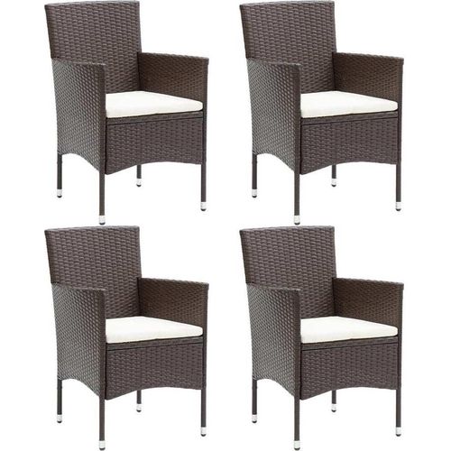 Garten-Essstühle 4 Stk. Poly Rattan Braun