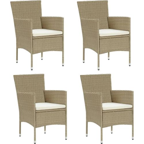 Garten-Essstühle 4 Stk. Poly Rattan Beige