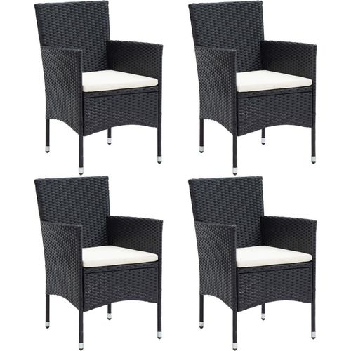 Garten-Essstühle 4 Stk. Poly Rattan Schwarz
