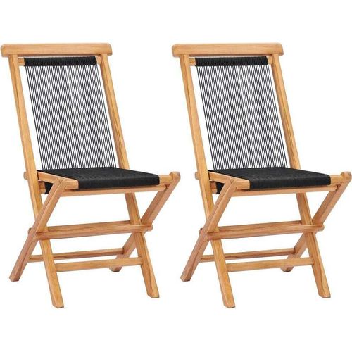 Klappbare Gartenstühle 2 Stk. Massivholz Teak und Seil