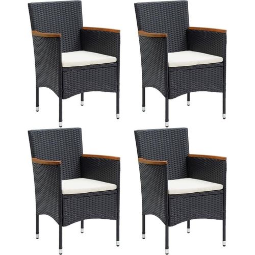 Garten-Essstühle 4 Stk. Poly Rattan Schwarz