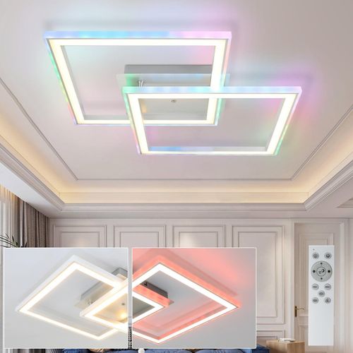ZMH LED Deckenleuchte Weiß Deckenlampe lampe Dimmbar mit Fernbedienung RGB Farbwechsel 40W für Schlafzimmer Wohnzimmer Küche Flur