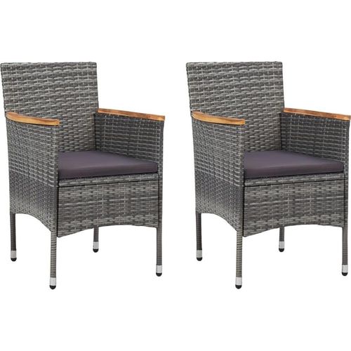 Garten-Essstühle 2 Stk. Poly Rattan Grau