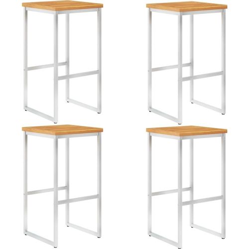 Barhocker 4 Stk. Massivholz Akazie und Edelstahl